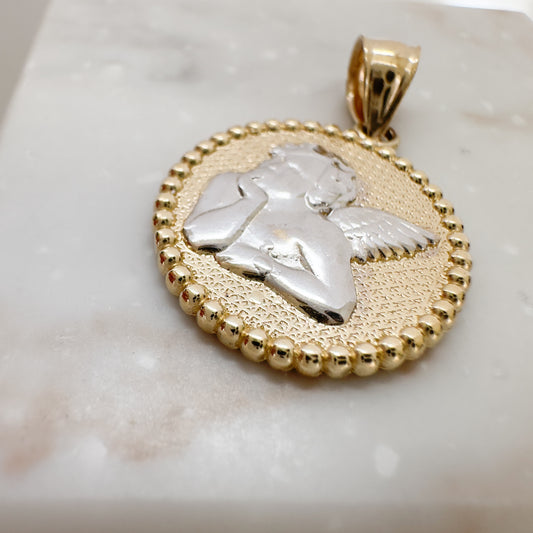14k Yellow Gold Guardian Angel Pendant