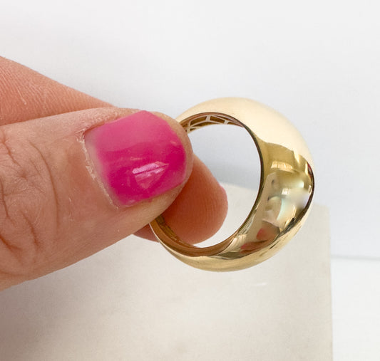 14k Solid Yellow Gold Dome Ring