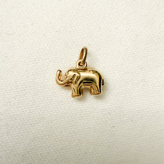 14k Yellow Gold Puff Elephant Charm