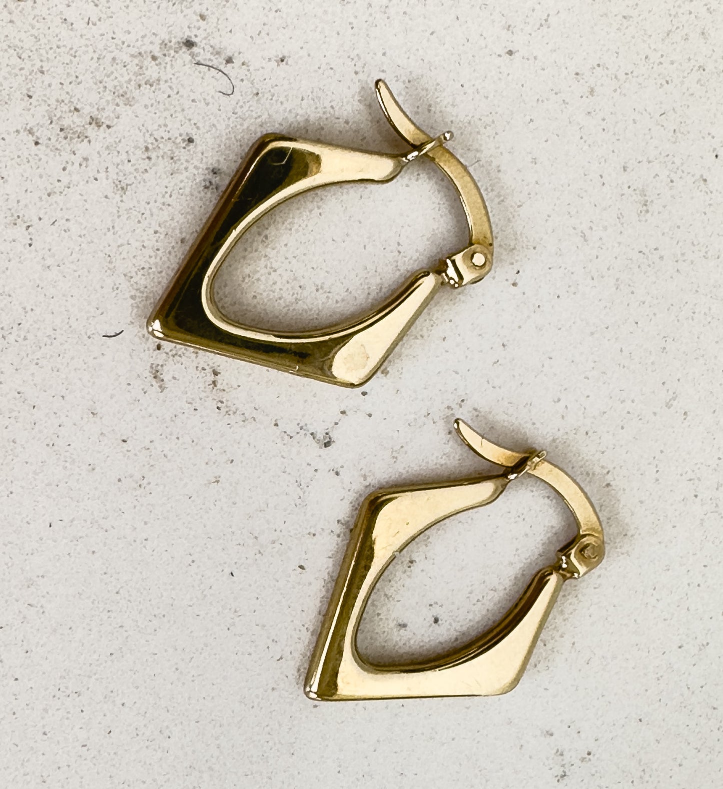 Triangle Hoop Earrings. 10K Yellow Gold