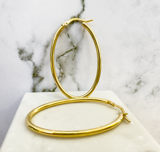 Oval Hoop Earrings 10K Yellow Gold