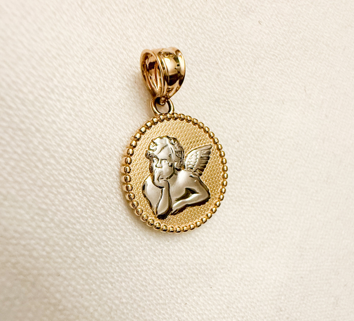 14k Yellow Gold Guardian Angel Pendant