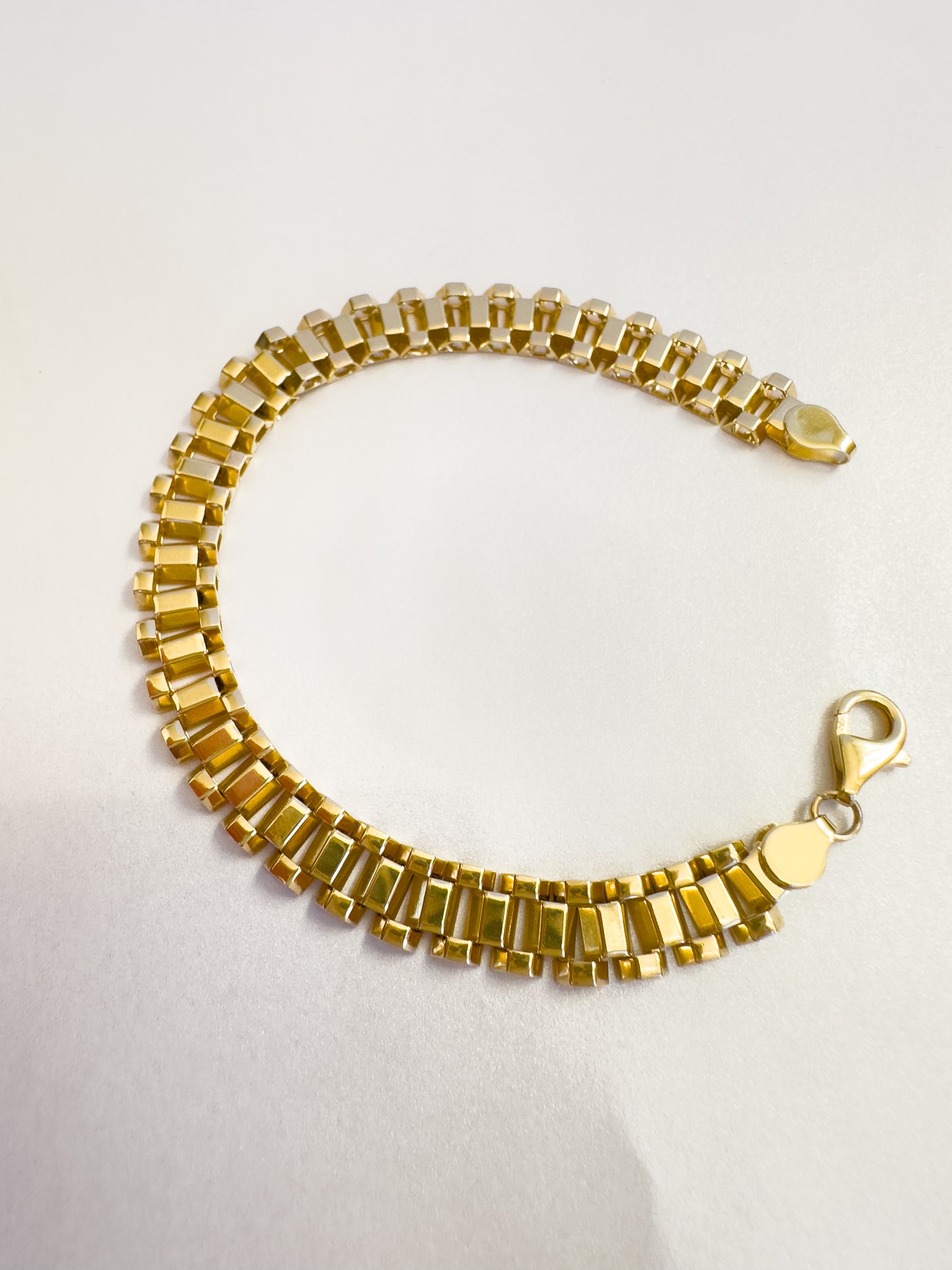 Brick Box Link Bracelet 10K Yellow Gold