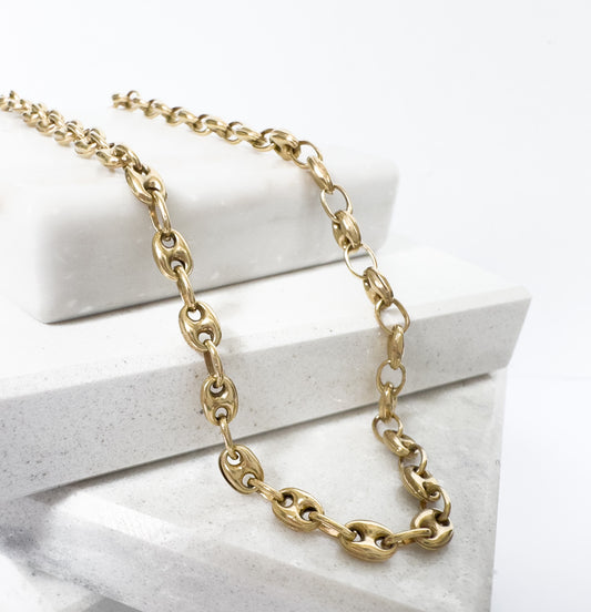 Puffed Mariner Link Chain 10K Yellow Gold
