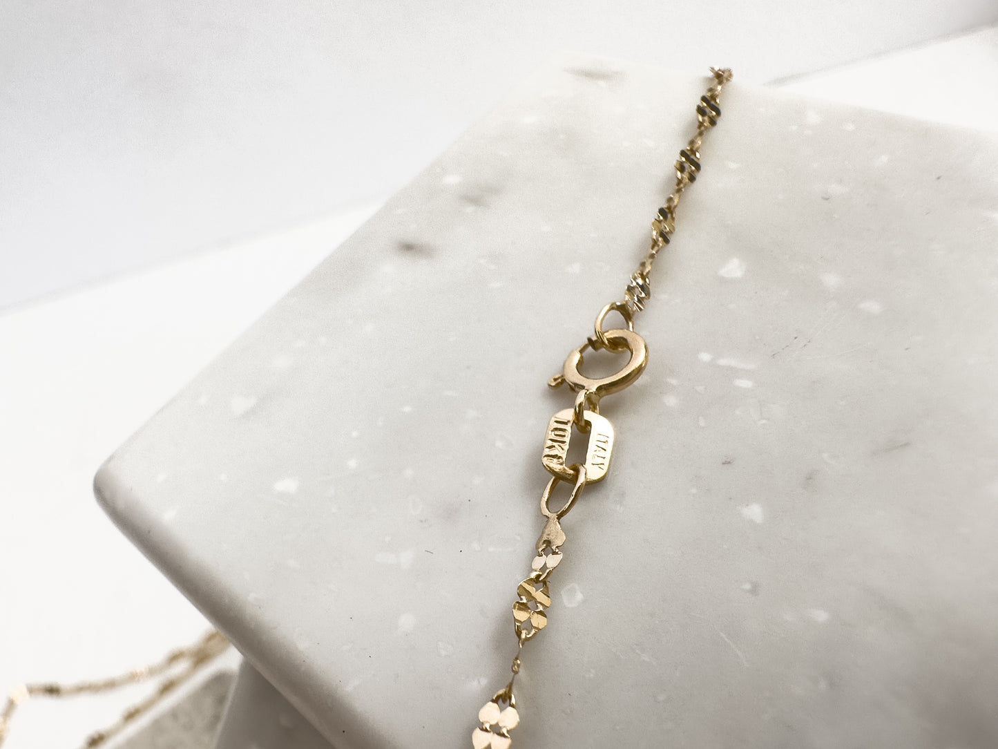 Mirror Lunk Chain Necklace 10K Yellow Gold