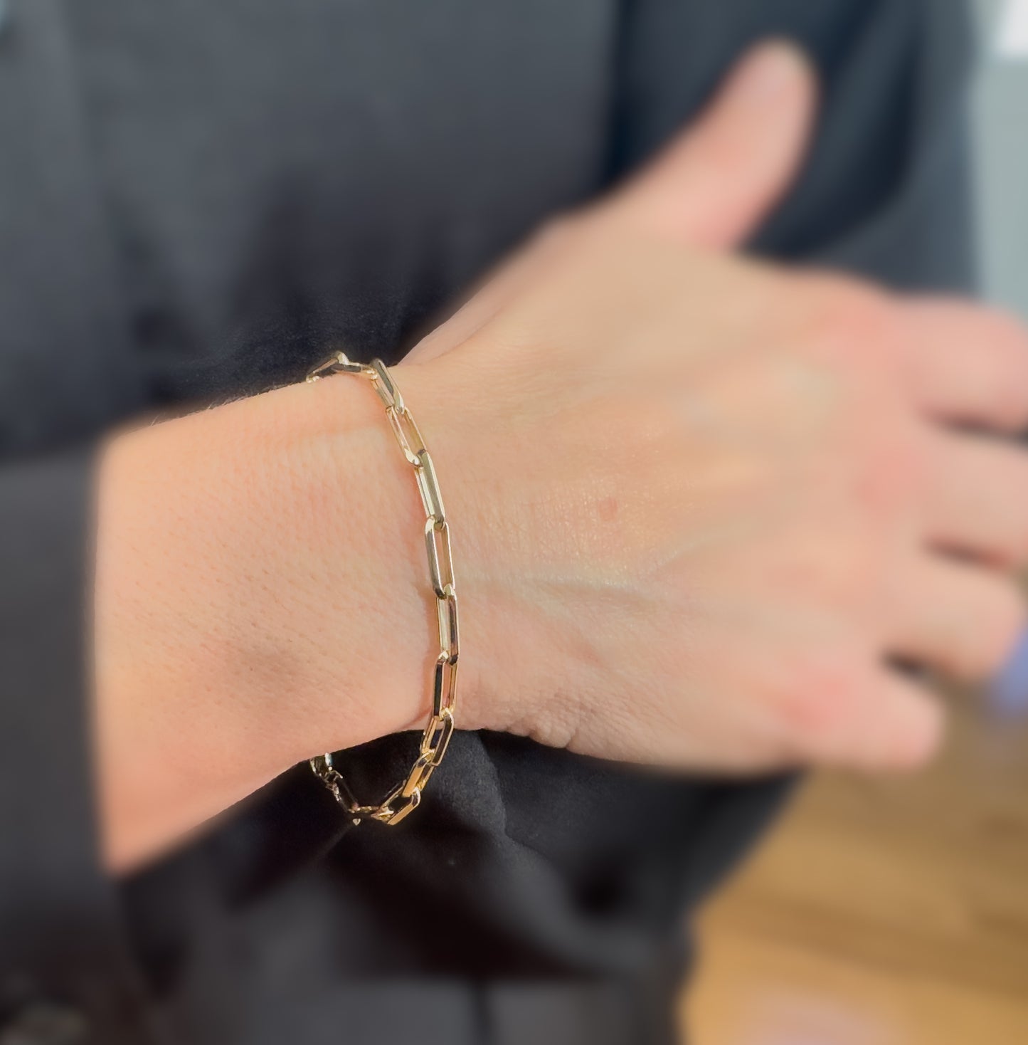 Paper Clip Bracelet 14K Yellow Gold