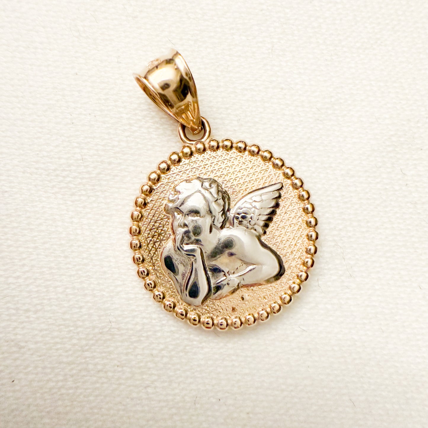 14k Yellow Gold Guardian Angel Pendant