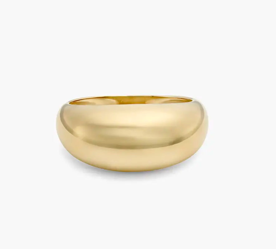 14k Solid Yellow Gold Dome Ring