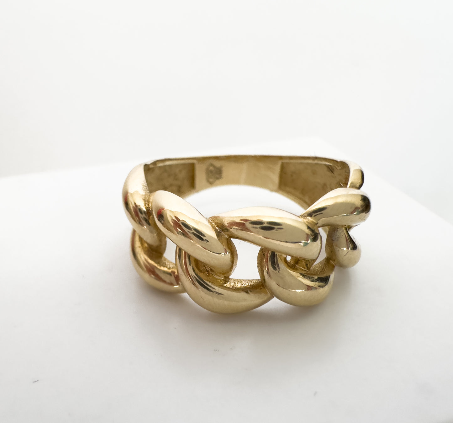 14k Solid Yellow Gold Chain Link Ring