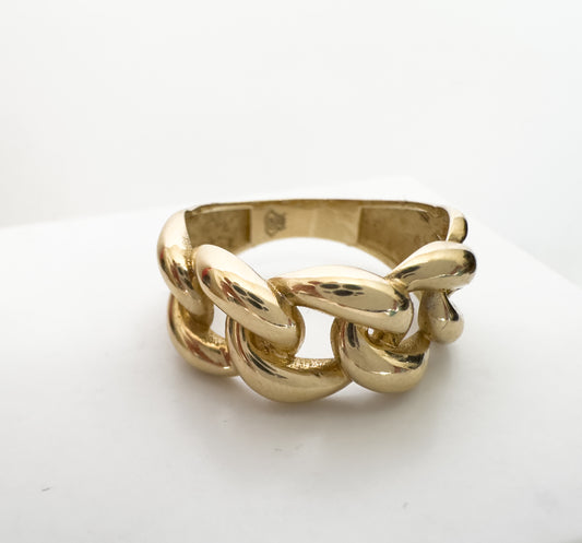 14k Solid Yellow Gold Chain Link Ring