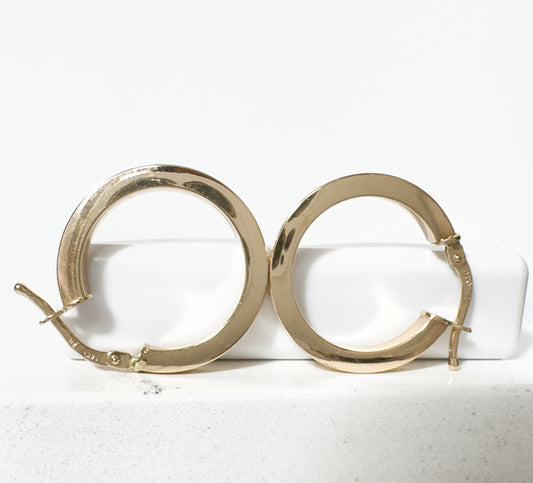 14k Yellow Gold Tube Hoop Earrings
