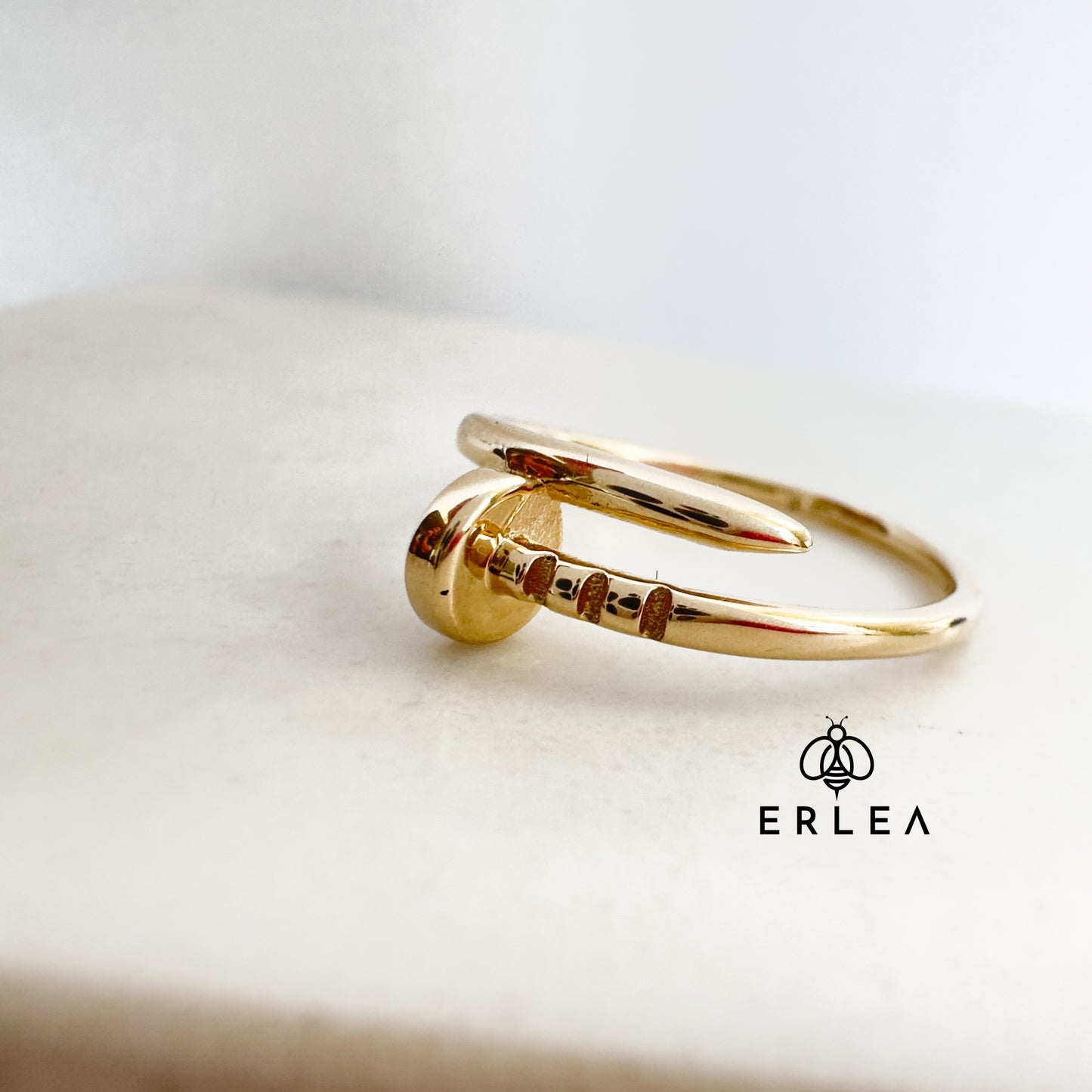 14k Solid Yellow Gold Nail Ring