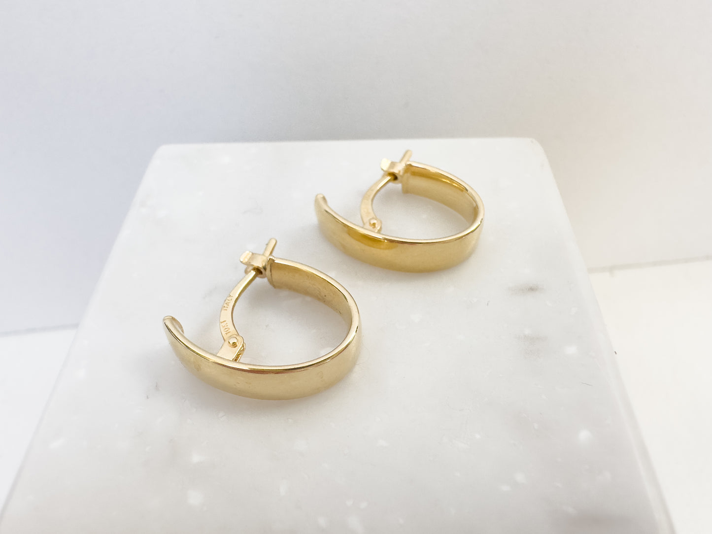 Oval Hoop Earrings 10K Yellow Gold