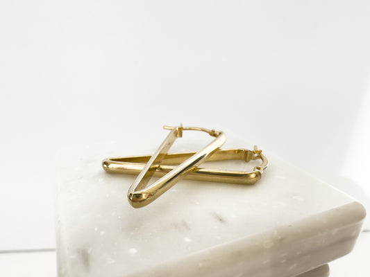 Triangle Hoop Earrings. 10K Yellow Gold