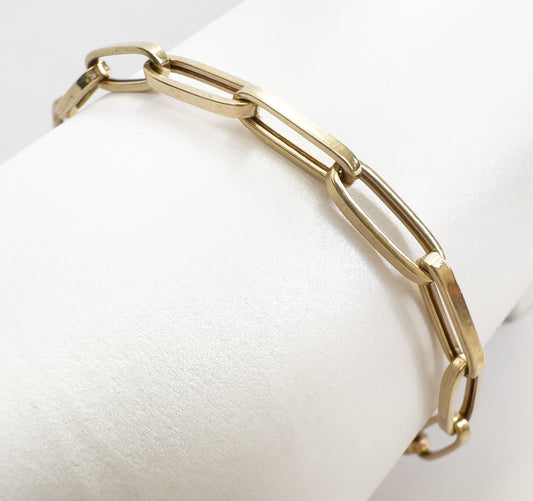 Paper Clip Chain Bracelet 10K Yellow Gold