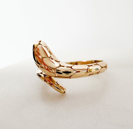 14k Solid Yellow Gold Snake Ring