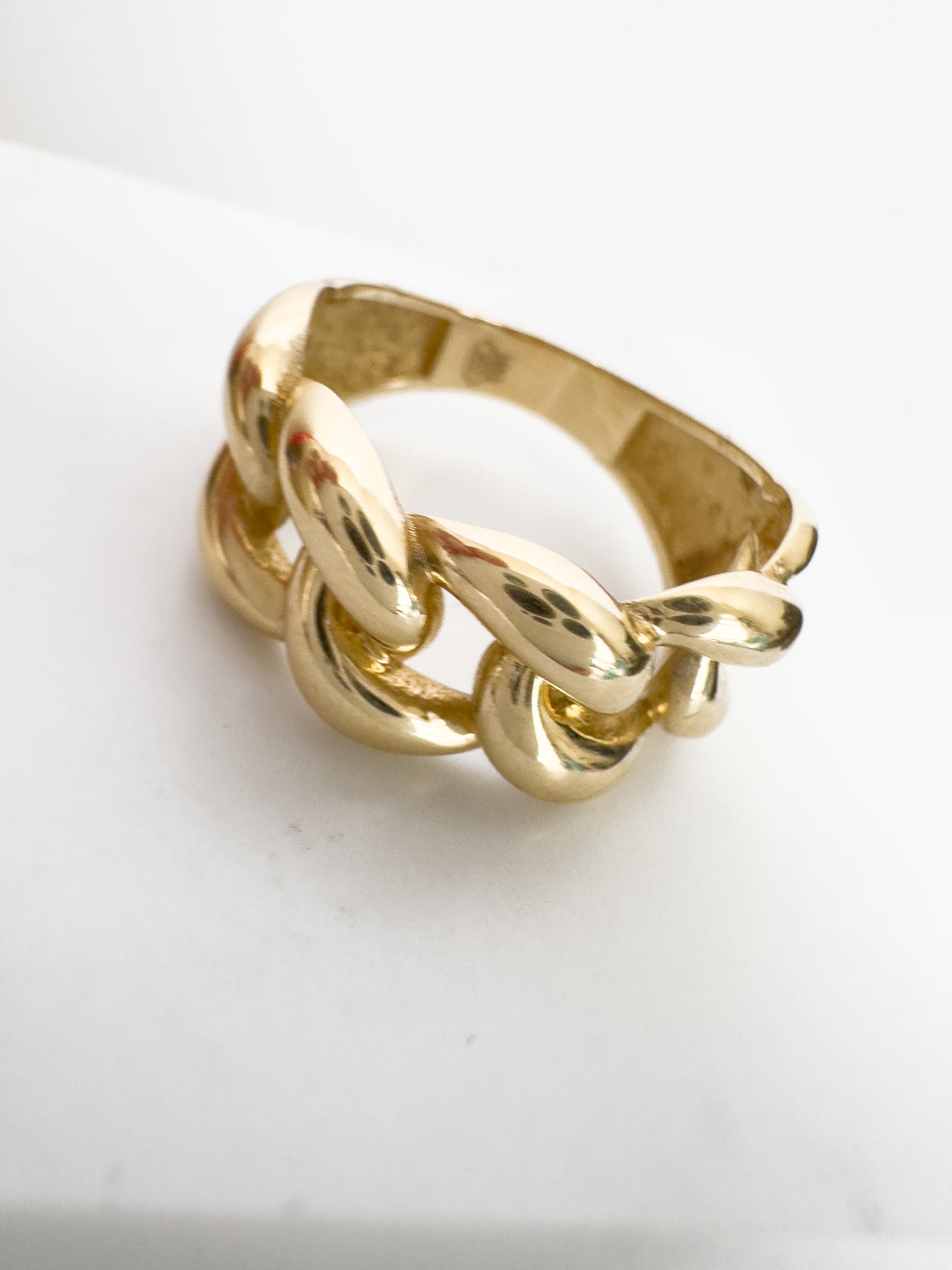 14k Solid Yellow Gold Chain Link Ring