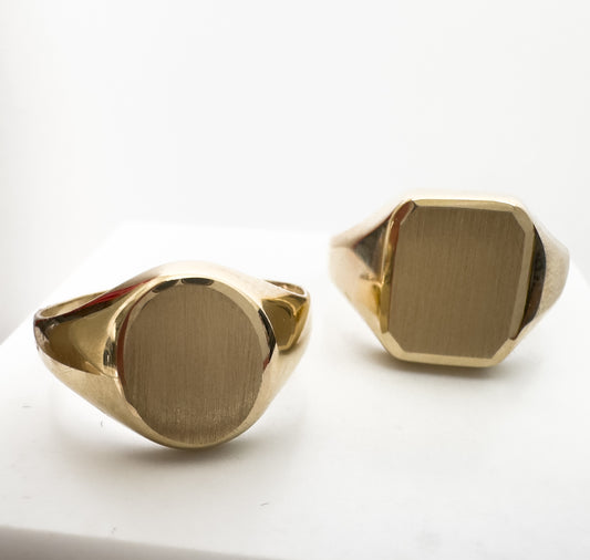 14k Solid Yellow Gold Square Signet Ring