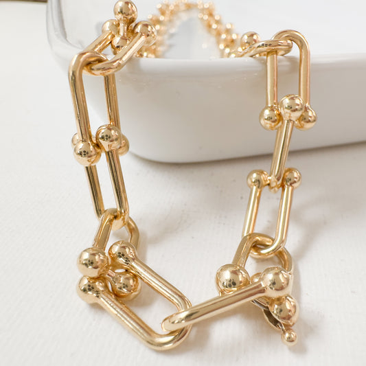 14K Yellow Gold Chunky U-Link Chain Necklace