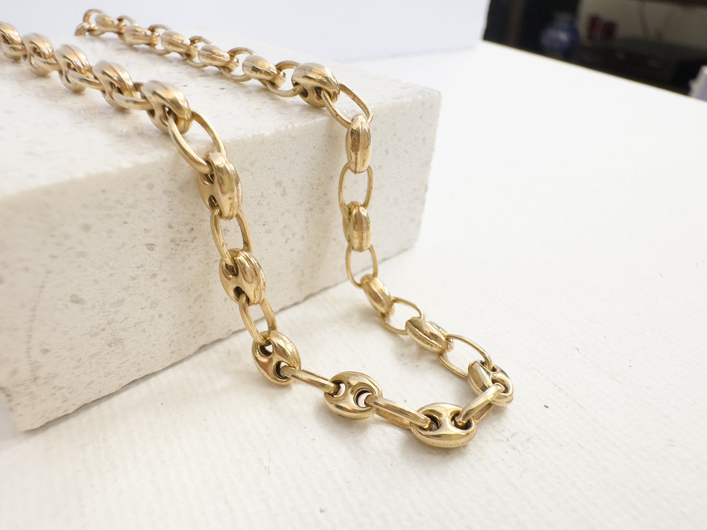 Puffed Mariner Link Chain 10K Yellow Gold