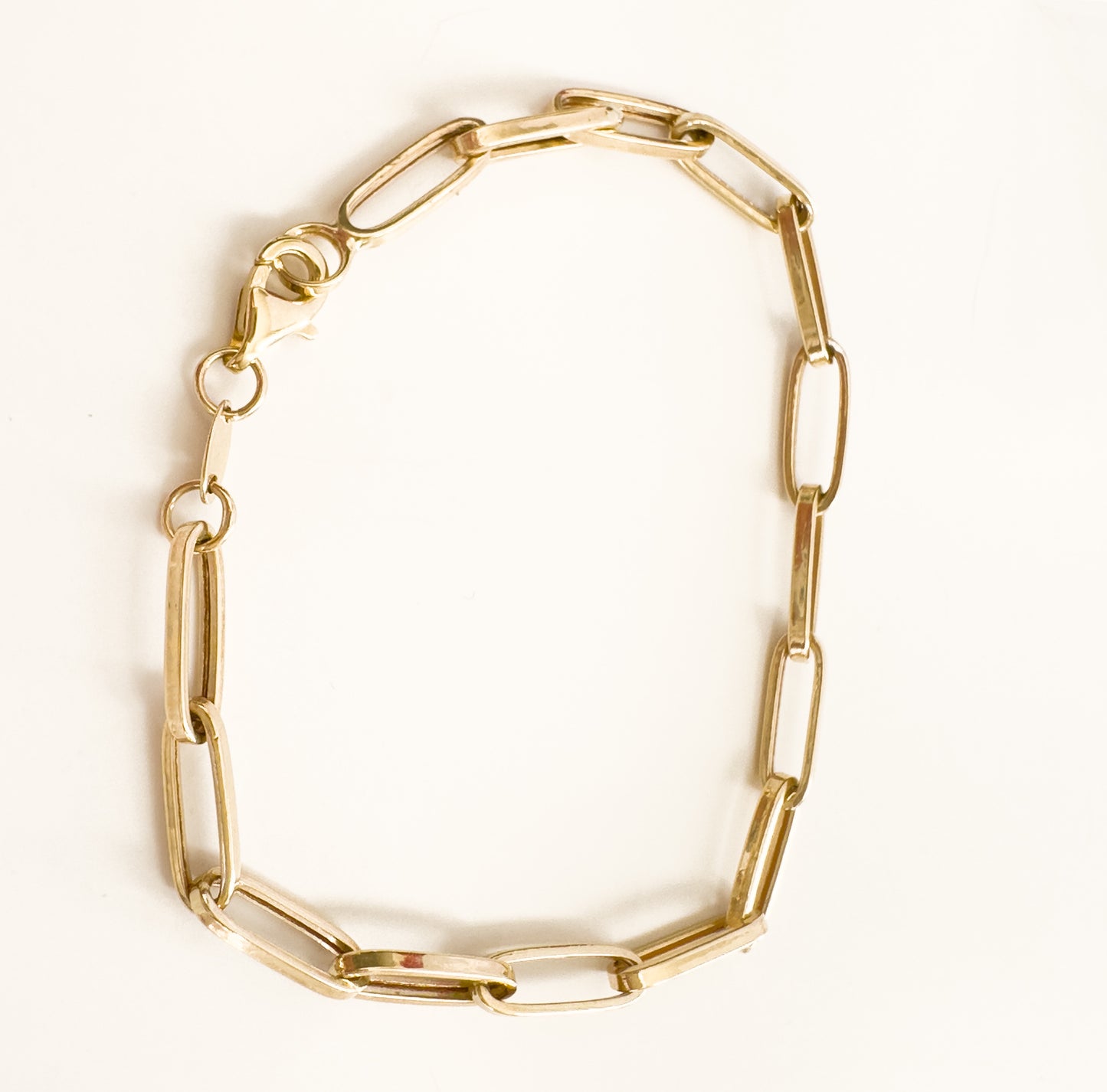 Paper Clip Chain Bracelet 10K Yellow Gold