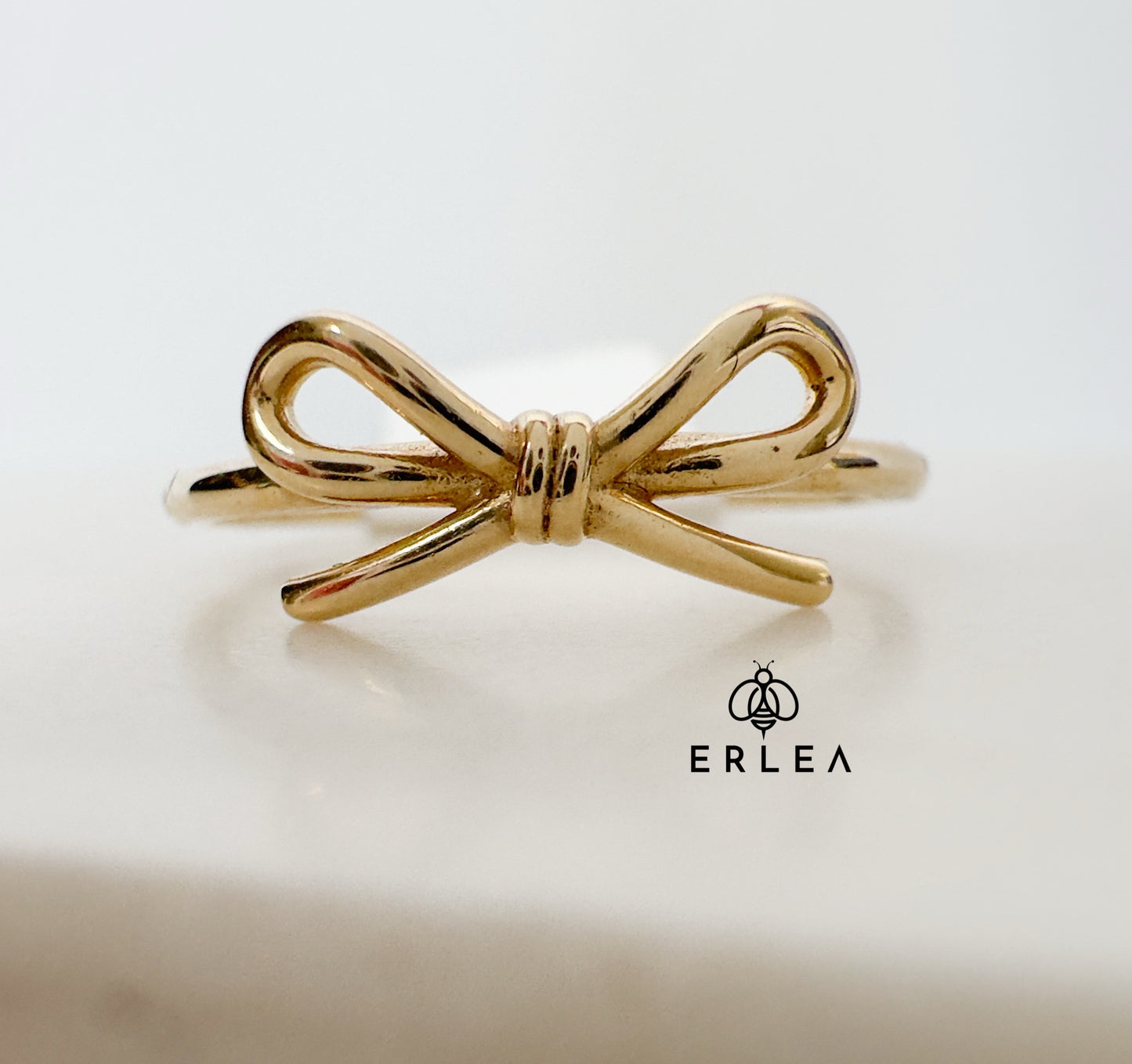 14k Solid Yellow Gold Bow Ring