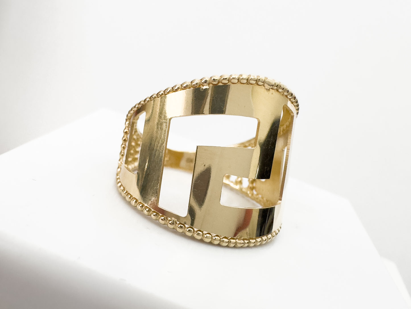 14k Solid Yellow Gold Greek Ring