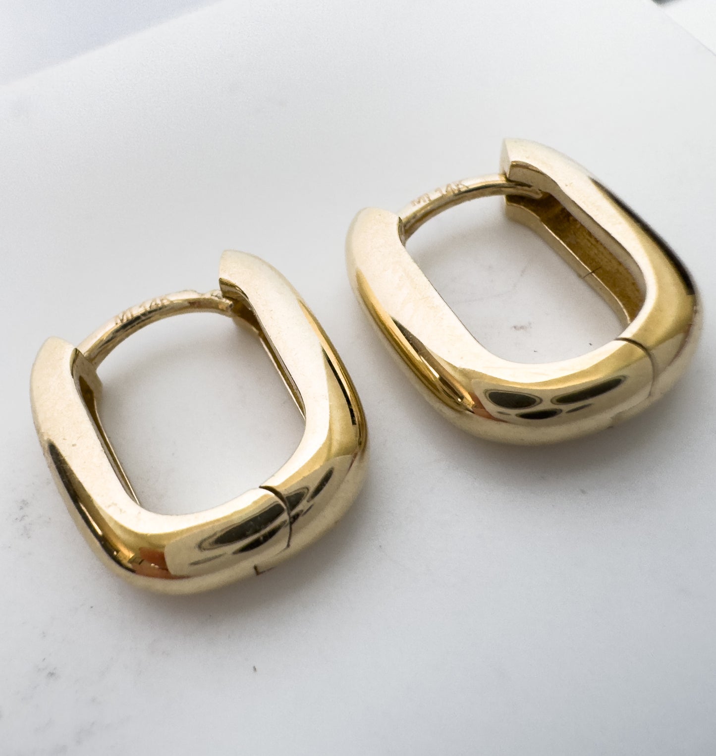 14K Paper Clip Huggie Hoop Earrings