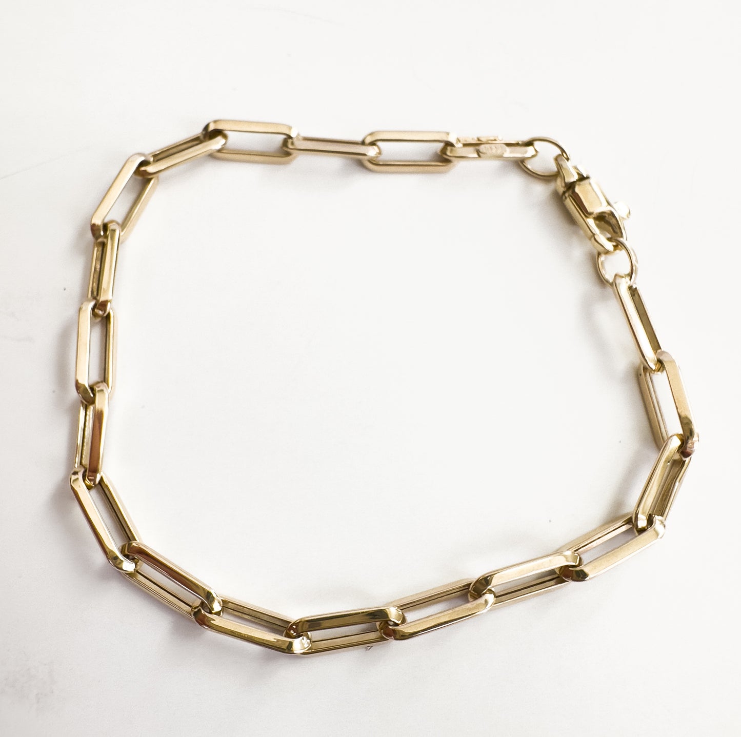 Paper Clip Bracelet 14K Yellow Gold