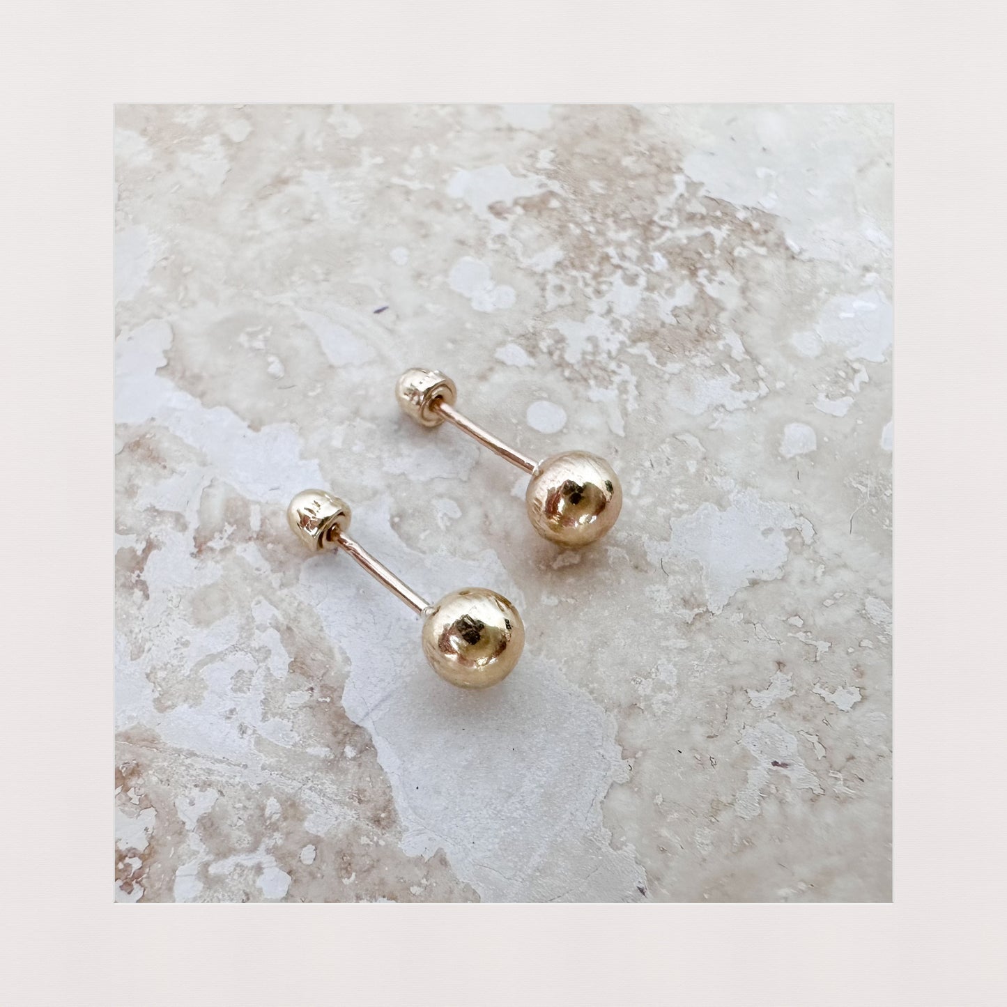 Ball Earrings Stud 10k Yellow Gold
