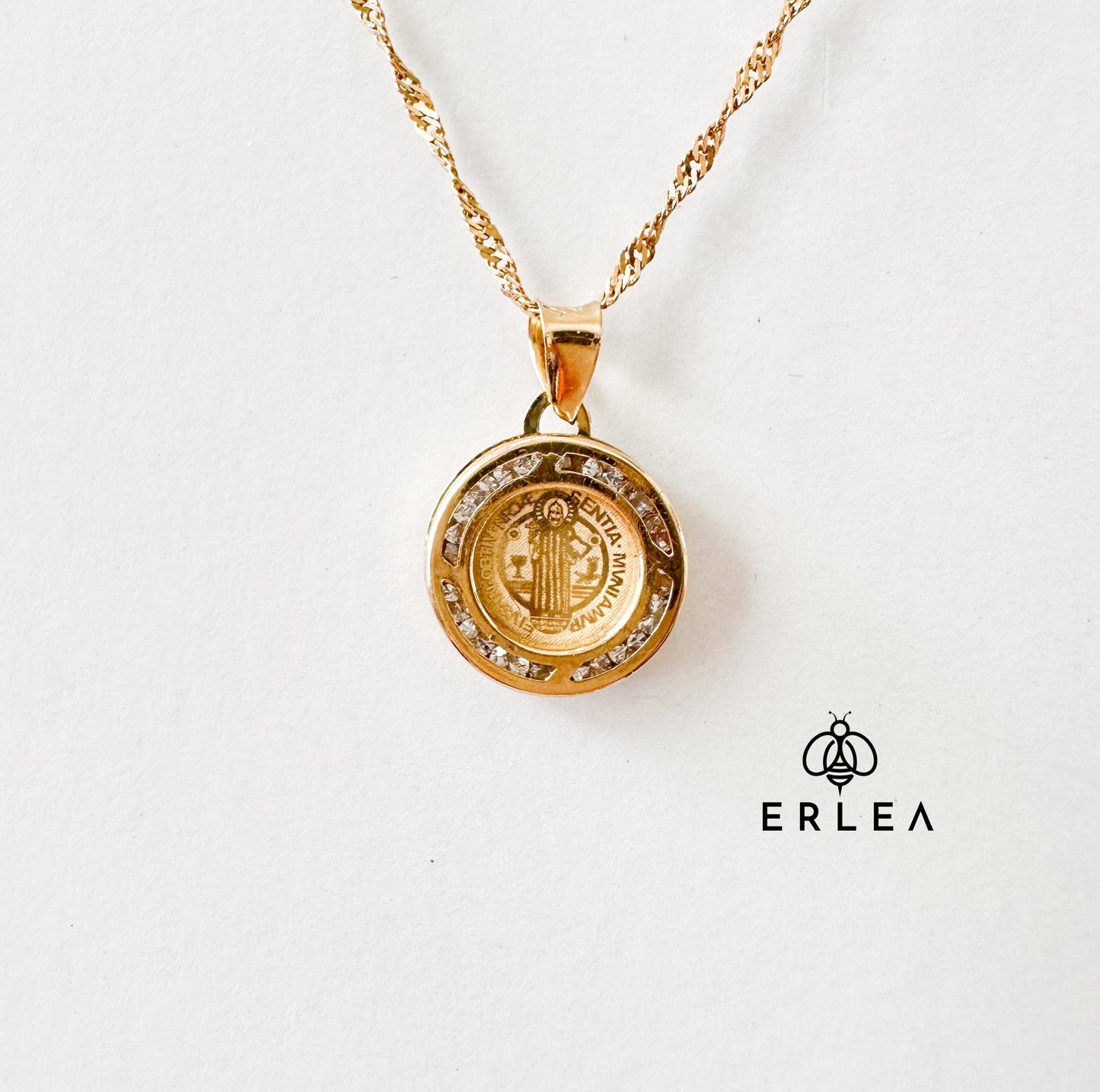 10K Solid Yellow Gold Saint Benedict Pendant