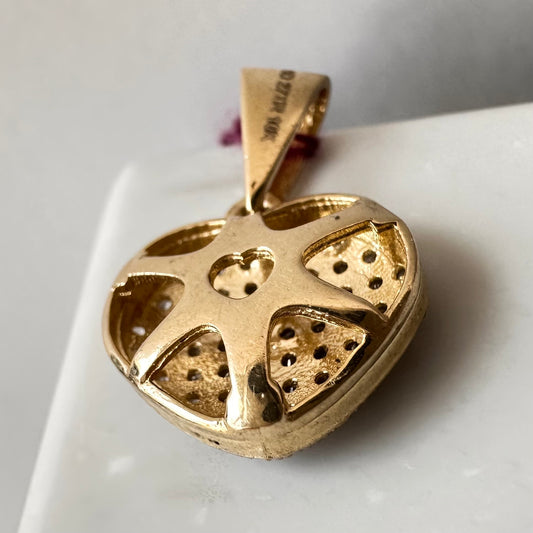 Heart Pendant with zirconia 10K Solid Yellow Gold