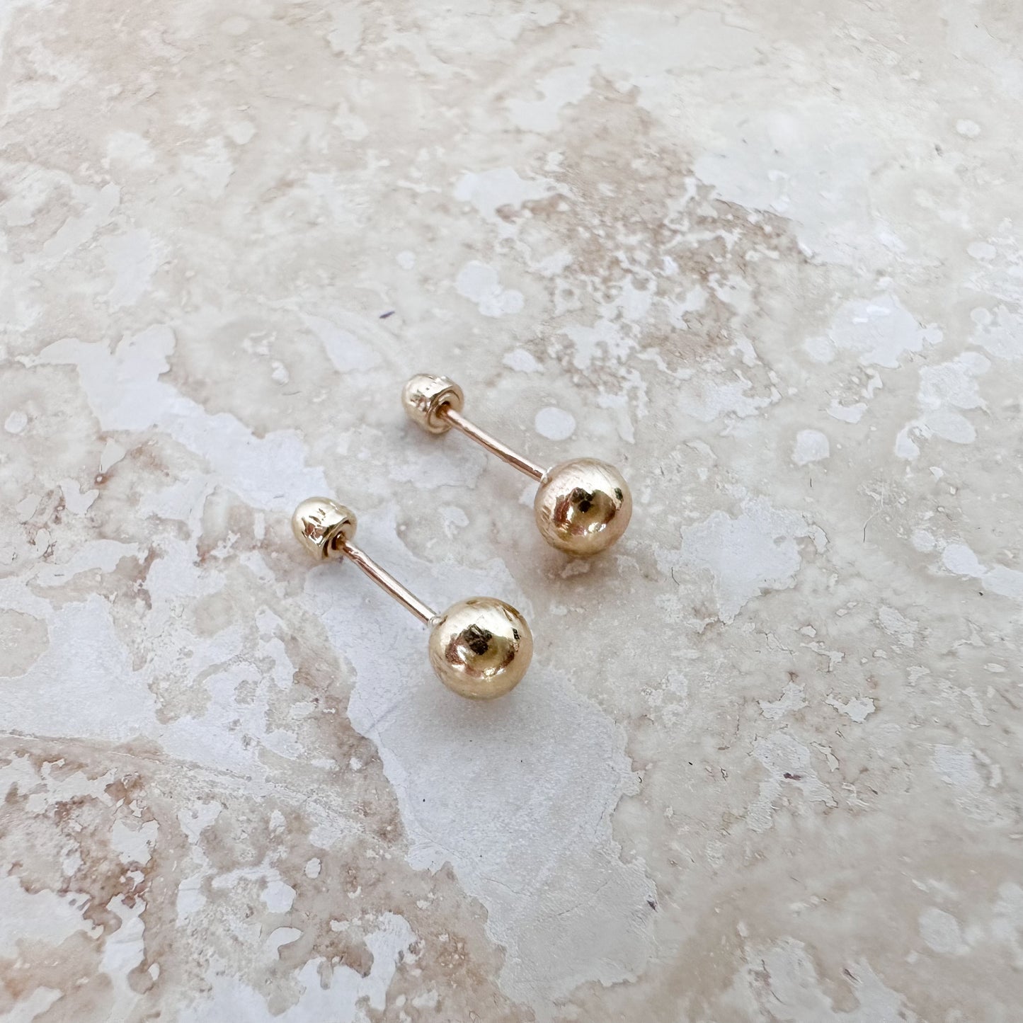 Ball Earrings Stud 10k Yellow Gold