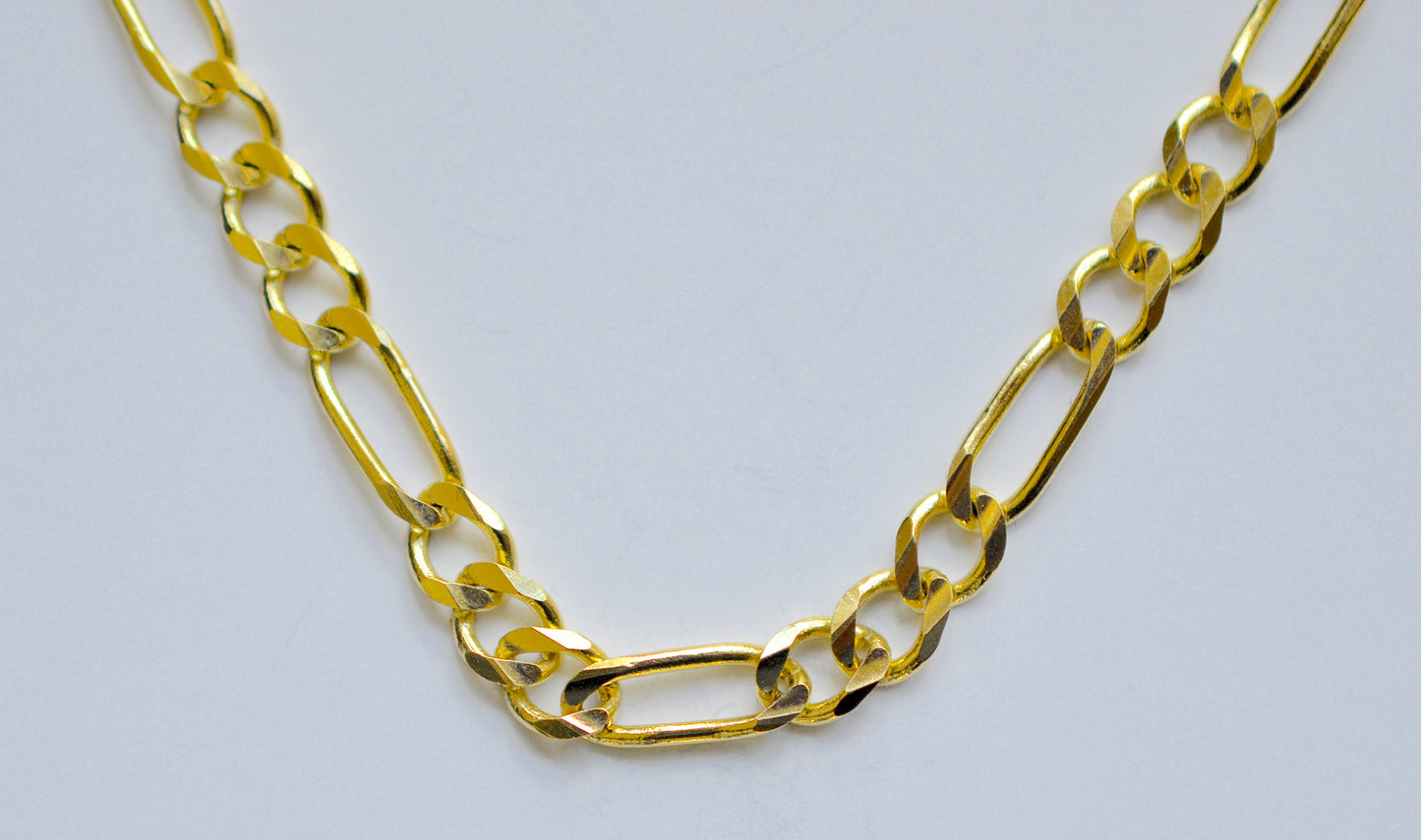 10K Solid Yellow Gold Figaro Chain