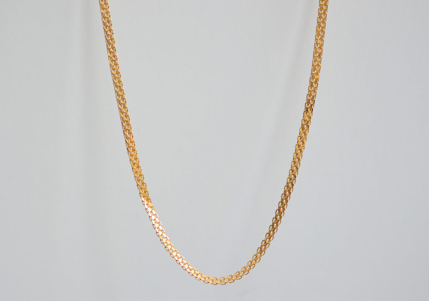 14K Solid Yellow Gold Herringbone Bismarck Chain Necklace