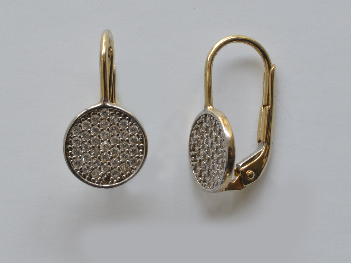 10K Solid Yellow Gold Disc Drop Earrings