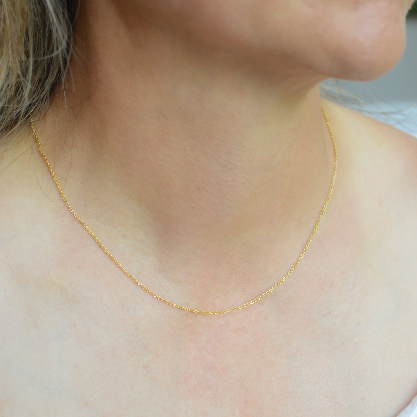 10K Solid Yellow Gold Cable Chain Necklace