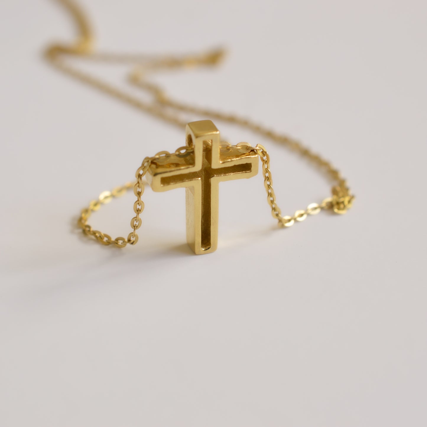 10K Solid Yellow Gold Necklace With Cross Pendant