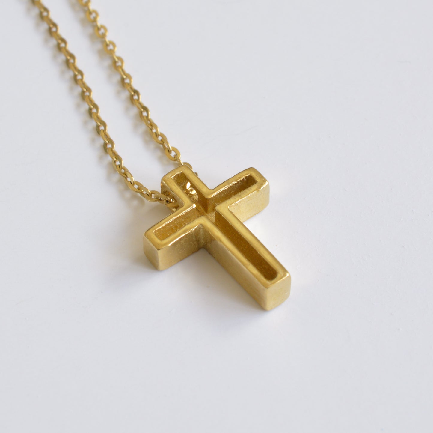 10K Solid Yellow Gold Necklace With Cross Pendant