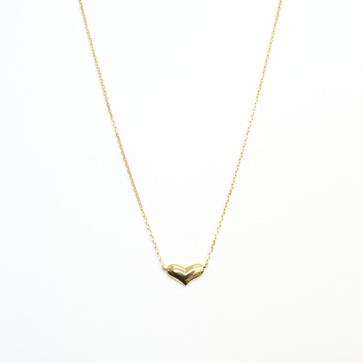 14K Solid Yellow Heart Pendant Necklace