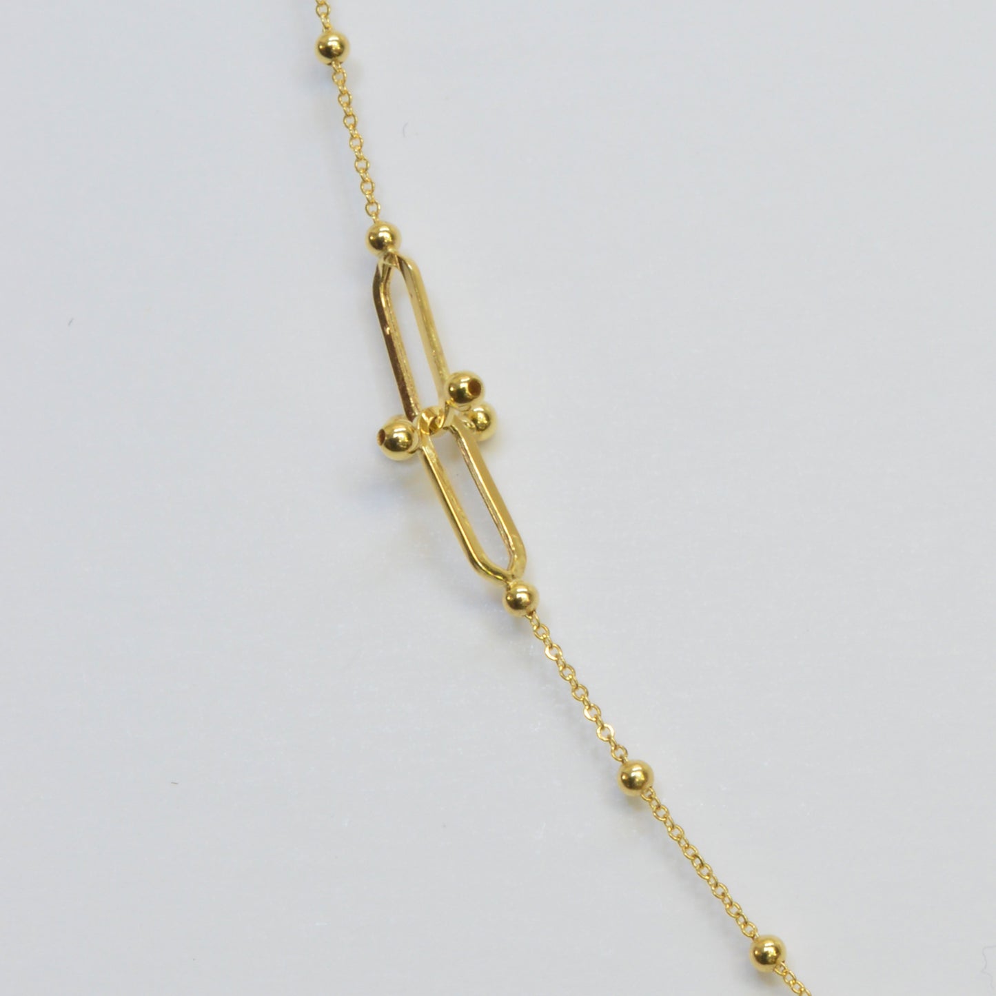 U Shape Link Yellow Gold Chain Necklace