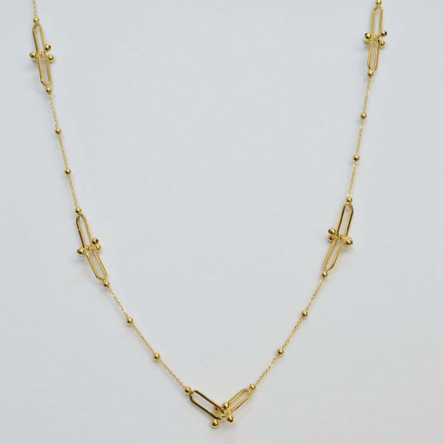 U Shape Link Yellow Gold Chain Necklace