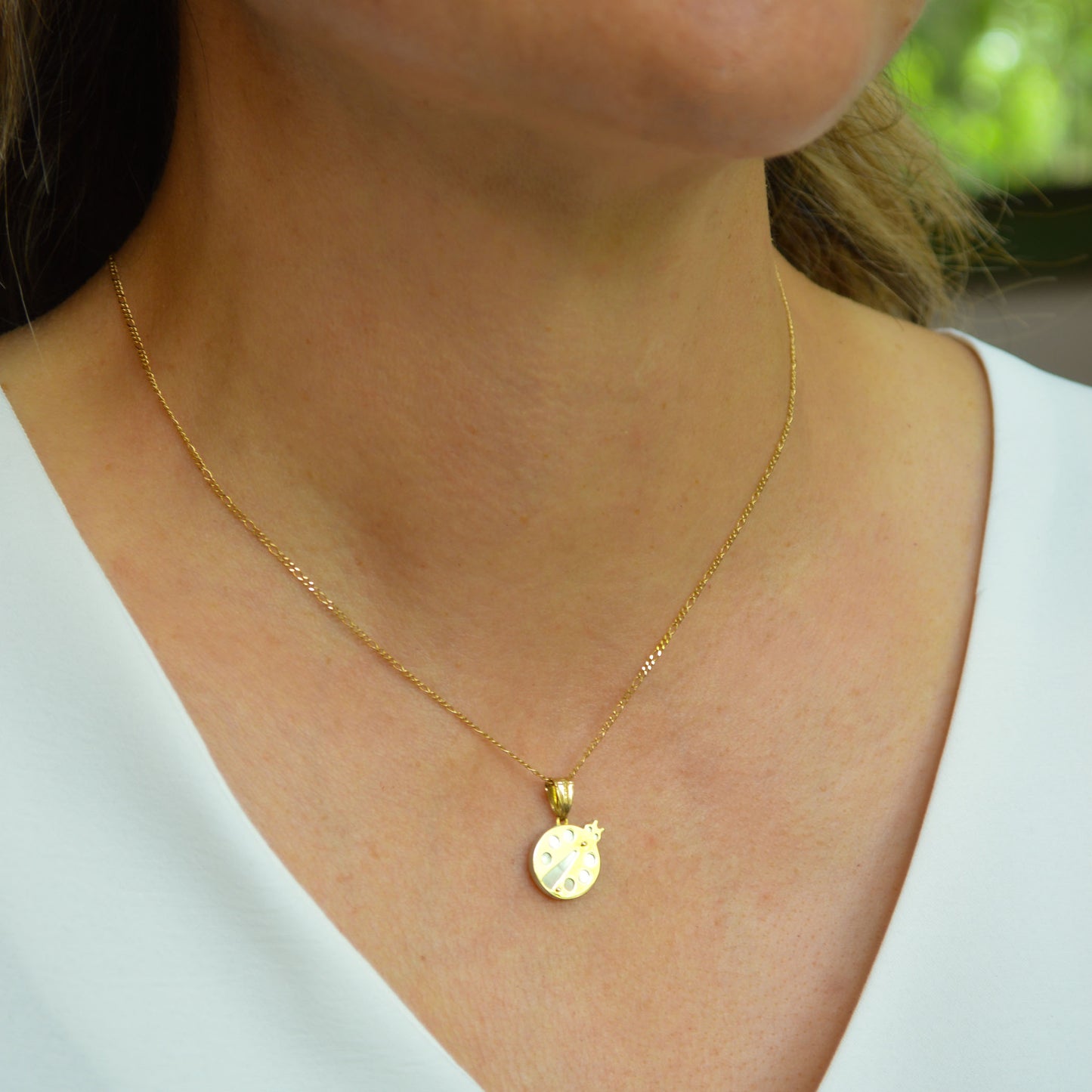 Ladybug Pendant 14K Solid Yellow Gold