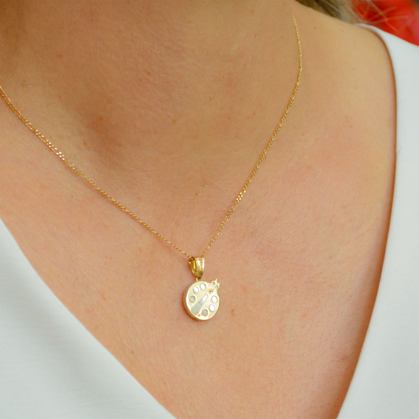 Ladybug Pendant 14K Solid Yellow Gold
