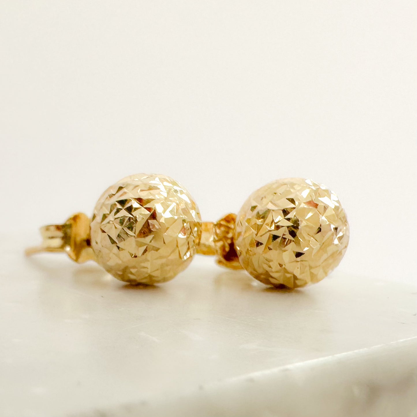 14K Yellow Gold Ball Stud Earrings