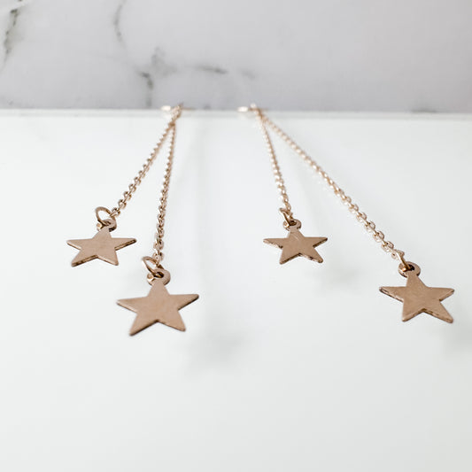 10k Yellow Gold Star Threader Earrings