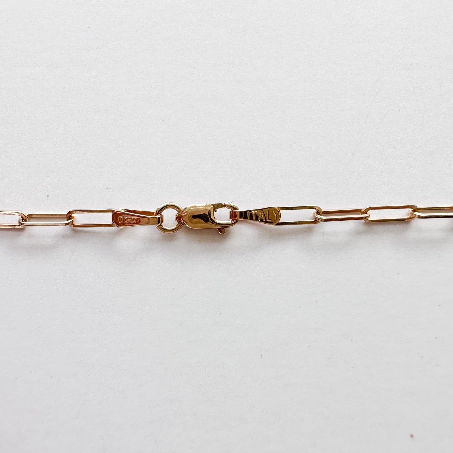 14K Solid Yellow Gold Paper Clip Link Chain