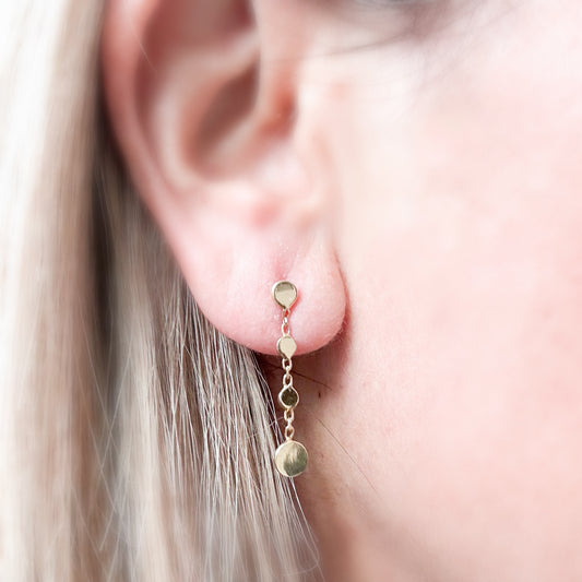 14K Yellow Gold Multi-Disc Drop Earrings