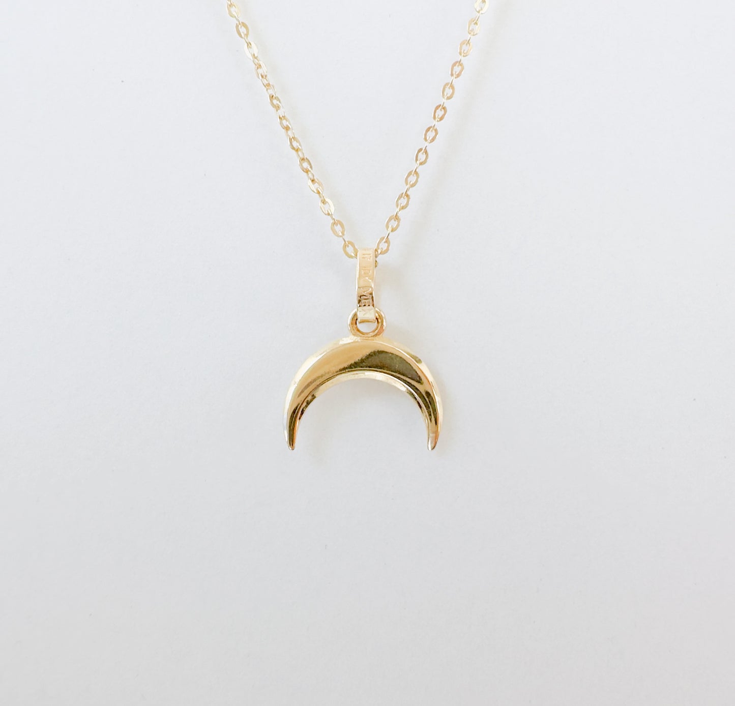 Moon Necklace 10K Solid Yellow Gold Link Chain Necklace With Infinity Symbol Pendant