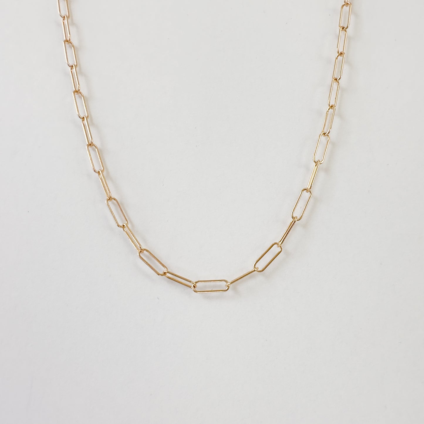 14K Solid Yellow Gold Paper Clip Link Chain